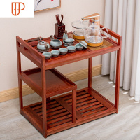 实木茶台可移动茶车 功夫茶具茶盘套装家用全自动烧水简约小茶桌 国泰家和 祥龙茶车梅兰竹菊套装配玻璃自动电器