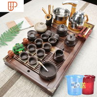 全自动色釉功夫家用简约茶道茶台实木旅行茶具客厅 国泰家和 龙凤呈祥旅行茶具+竹韵色釉茶具 28件