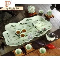 手绘潮汕功夫茶整套荷花莲花工夫排水式瓷旅行茶具 家用 国泰家和 马到成功整套 15件