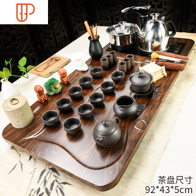 全自动功夫简约实木茶台旅行茶具家用客厅木质泡茶 国泰家和 10新青云木质茶具全自动黑