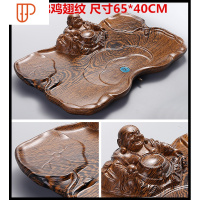 旅行茶具家用客厅简约整块实木鸡翅花梨黑檀功夫长方大号茶台 国泰家和 中坐佛鸡翅纹
