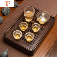 储水旅行茶具 家用简约黑檀木旅行茶具实木托盘 整套功夫茶具套装小号 国泰家和 大盛水+木质(1壶4杯)
