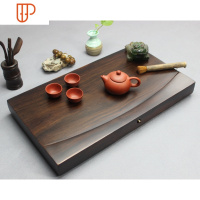 家用茶盘实木整块黑檀木茶台办公简约乌金石茶海大号排水功夫茶具 国泰家和 月牙50*28+赠品 小款式哦