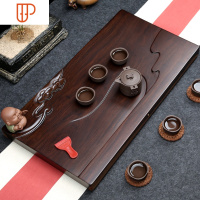 家用旅行茶具实木整块黑檀木茶台办公简约乌金石茶海大号排水功夫茶具 国泰家和 平步青云60*33+赠品 有点小