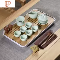 整套功夫半自动泡茶器实木旅行茶具茶台客厅用F 国泰家和 10头鲤鱼白大长方盘 17件
