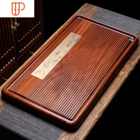 刚果花梨整块茶盘实木家用排水功夫茶具配件大号小号茶海茶台铜片 国泰家和 花梨木-江景铜(70X40X4CM)