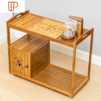 移动茶台家用小茶车茶桌功夫茶具茶盘套装一体客厅自动上水电磁炉 国泰家和 原色带柜茶车+玻璃电器