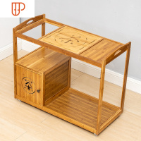 移动茶台家用小茶车茶桌功夫茶具茶盘套装一体客厅自动上水电磁炉 国泰家和 原色带柜茶车