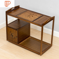 移动茶台家用小茶车茶桌功夫茶具茶盘套装一体客厅自动上水电磁炉 国泰家和 胡桃色带柜茶车+盖板