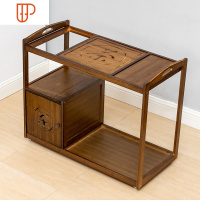 移动茶台家用小茶车茶桌功夫茶具茶盘套装一体客厅自动上水电磁炉 国泰家和 胡桃色带柜茶车