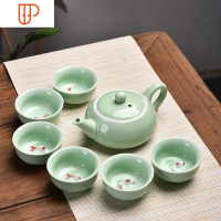 家用半自动简约功夫茶具小套装配件中国风泡茶器C 国泰家和 7头白瓷-梅子青鱼(绿色)