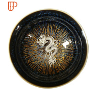 金丝天目釉建盏茶杯兔毫盏镶银主人杯窑变单杯十二生肖银杯 国泰家和 至尊杯金丝天目(祥龙)