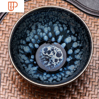 建阳建盏茶杯纯手工对杯单个茶碗天目盏功夫茶具定制主人杯大号 国泰家和 云溪单杯(蓝)束口器型