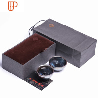 福建建阳建盏杯旅行茶具铁胎油滴鹧鸪斑对杯套装一对情侣白瓷主人杯 国泰家和 王盏贵银丝葫芦建盏对杯