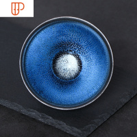 建盏张永华色釉蓝色妖姬对杯汇盏斋茶盏原矿旅行茶具陶瓷主人杯 国泰家和 束口杯