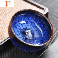 镶银建盏旅行茶具陶瓷窑变天目杯十二生肖主人杯单杯功夫茶具品茗杯 国泰家和 1款镶银窑变杯-子鼠(2019款)