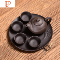 精品可养迷你袖珍指尖壶紫砂旅行茶具一壶四杯茶玩小孩子泡艺 国泰家和 原矿紫砂黑神灯壶套装