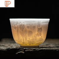 主人杯单杯旅行茶具景德镇茶具功夫茶品茗杯杯个人杯建盏旅行茶具 国泰家和 生肖系列——狗