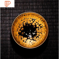 建盏黄金盏金油滴名师色釉刘国蓝周灼彬俞章洪高端旅行茶具精品 国泰家和 周灼彬黄金盏将军杯