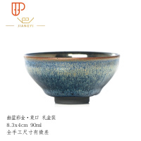 丨建盏旅行茶具主人杯彩金鹧鸪斑油滴天目曜变釉下彩功夫名家茶盏 国泰家和 幽兰 8.3x4.3cm