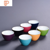 茶具杯子功夫茶杯陶瓷品茗杯建盏个人主人杯单杯多彩茶杯套装 国泰家和 多彩小斗杯7色7杯装