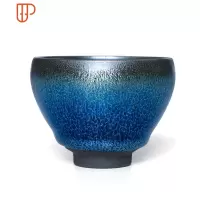建阳建盏纯手工茶杯功夫茶具鹧鸪斑单杯主人杯原矿铁胎 国泰家和 蓝龙鳞(鸡蛋杯)