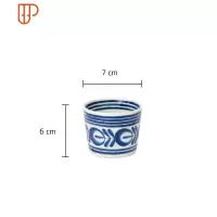 碗家用日式餐具套装碗盘家用蓝海草陶瓷汤碗釉下彩 国泰家和 蓝海草水杯7cm