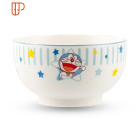 日式风创意卡通网红家用陶瓷饭碗汤碗新款可爱蓝胖子笑脸碗碟套装 国泰家和 8英寸碗-你好