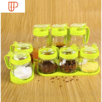 抖音调料瓶套装油壸器皿迷你小号调料罐有盖盐罐干调料收纳盒油瓶 国泰家和 绿色_3油壶+5调味罐(送底座勺子 )