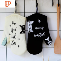 GREVY 烤箱手套防烫隔热加厚烘焙手套棉微波炉加长厨房家用高温 国泰家和 黑白猫鱼(短款) 短款两只装