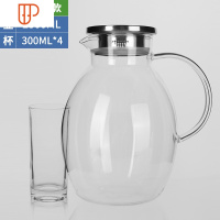 冷水壶玻璃可高温凉水壶家用茶壶大容量凉白开水杯套装大号扎壶 国泰家和 G25壶2500ML+4只高圆杯