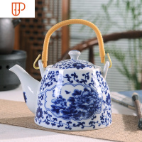 景德镇茶壶陶瓷大容量凉水壶大号青花瓷冷水壶老式提梁壶泡茶家用 国泰家和 1.0-花开富贵