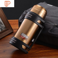 新款304不锈钢壶旅游壶保温杯子大容量户外运动保冷水壶1.0L-4.0L 国泰家和 1600ml富贵金送背带+小碗凉水壶