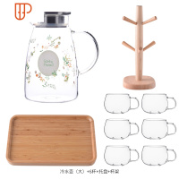 家用玻璃凉水壶耐热高温晾白开水杯冷水壶套装茶壶夏天大容量扎壶 国泰家和 大沐风水壶2L+6*大把杯+盘+木架