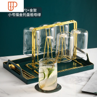 凉水壶玻璃可高温大容量 冷水壶套装北欧创意 家用水杯凉白开水壶 国泰家和 6杯6方勺+金架+小号描金托盘祖母绿