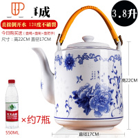 老式耐热陶瓷凉白开怀旧冷水壶配盖家用超大容量5升过滤泡茶单壶 国泰家和 3.8升心想事成(玲凉水壶