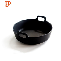 日式陶瓷大号焗碗双耳餐盘烤盘汤面碗酸菜鱼水煮鱼汤盆龙虾大盘鸡 国泰家和 黑色24CM双耳盘