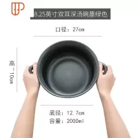 平盘汤盘家用北欧创意网红盘子西餐牛排餐盘陶瓷盘子早餐盘 国泰家和 8.25英寸双耳深汤碗 墨绿色