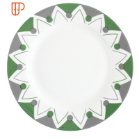 家用创意餐具菜盘点心水果盘早餐盘牛排盘西餐盘子8英寸平盘 国泰家和 几何黑色浅盘(低)