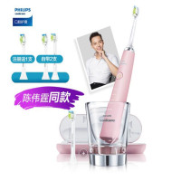 飞利浦(PHILIPS) 电动牙刷 成人声波震动钻石系列(自带刷头*2+充电旅行盒+充电玻璃杯) 粉钻HX9362/67
