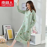 长袖睡裙女纯棉春秋中长款全棉宽松韩版甜美连衣裙可外穿大码睡衣