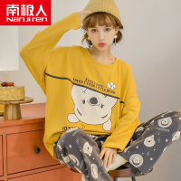 南极人纯棉睡衣女春秋季长袖少女学生卡通可爱小熊家居服套装秋冬