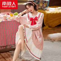 南极人睡裙女夏春秋季公主仙女风可爱长袖纯棉长款日系甜美家居服