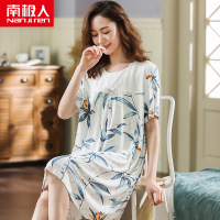 睡裙女士睡衣裙子夏季夏天薄款冰丝短袖莫代尔绵绸长款过膝家居服