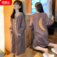 南极人睡裙女春秋款纯棉长袖薄款全棉女士夏季孕妇月牙睡衣女秋冬