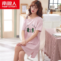 南极人睡裙女夏季短袖纯棉薄款学生可爱全棉连衣裙子家居服夏天睡衣春秋