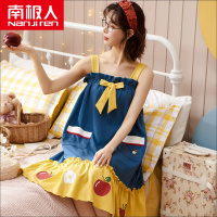 南极人南极人睡裙女夏季性感吊带背心可爱春长裙短袖纯棉2021年新款睡衣