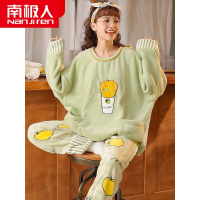 南极人睡衣女冬季加厚珊瑚绒法兰绒加绒可爱家居服可外穿清新秋冬