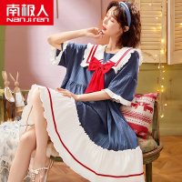 南极人睡裙女夏季纯棉薄款2021年新款夏天短袖孕妇宽松公主睡衣女