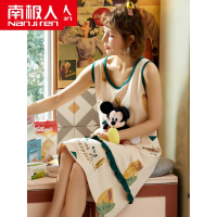 南极人睡裙女夏季纯棉薄款无袖背心连衣裙睡衣甜美春秋宽松家居服
